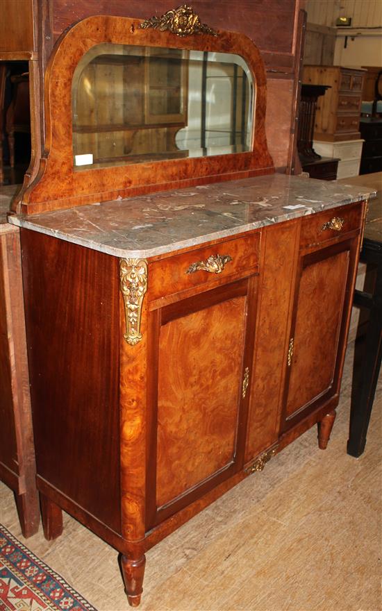 French style mirrored back cabinet with marble top